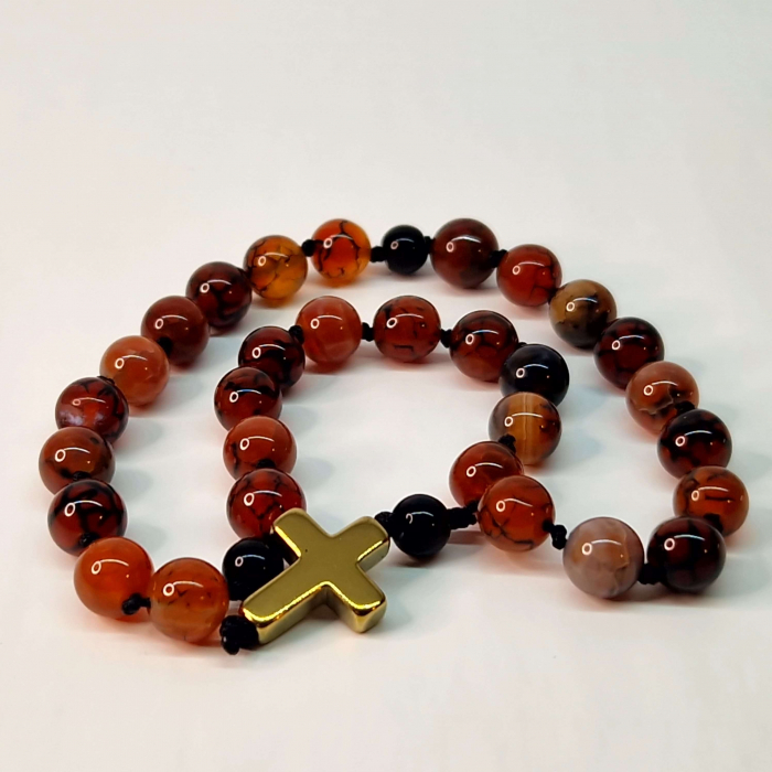 Metanier cu pietre semipretioase naturale si cruciulita aurie IH703 [6]