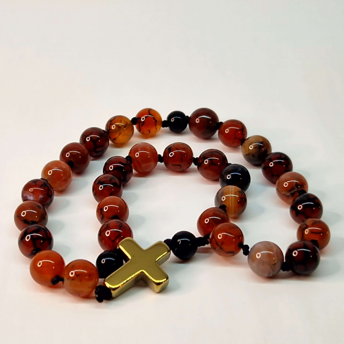 Metanier cu pietre semipretioase naturale si cruciulita aurie IH703 [7]