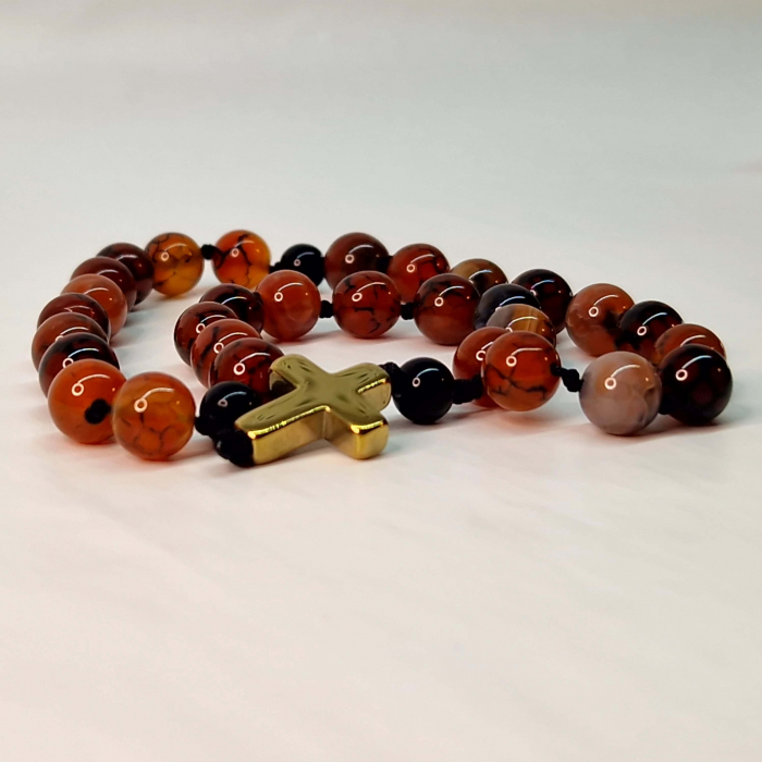 Metanier cu pietre semipretioase naturale si cruciulita aurie IH703 [9]