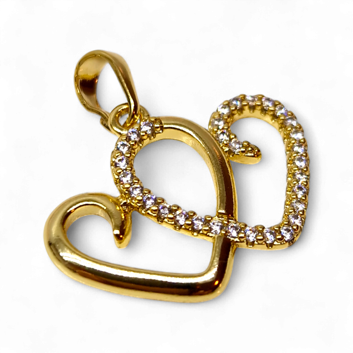 Pandantiv Bianca placat cu aur cu două inimi și zirconii strălucitoare [6]