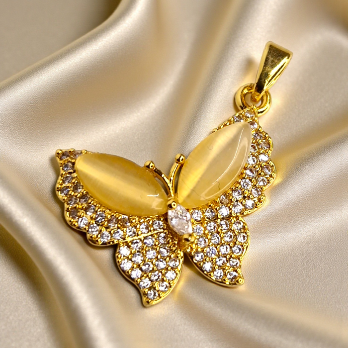 Pandantiv Carina placat cu aur cu fluture și pietre cabochon luminoase [4]