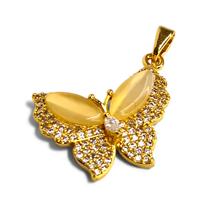 Pandantiv Carina placat cu aur cu fluture și pietre cabochon luminoase [3]