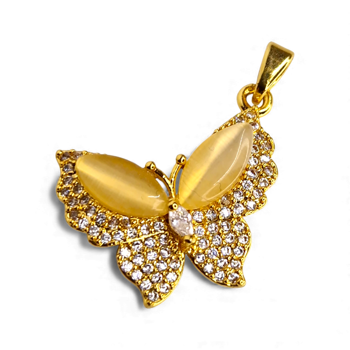 Pandantiv Carina placat cu aur cu fluture și pietre cabochon luminoase [1]