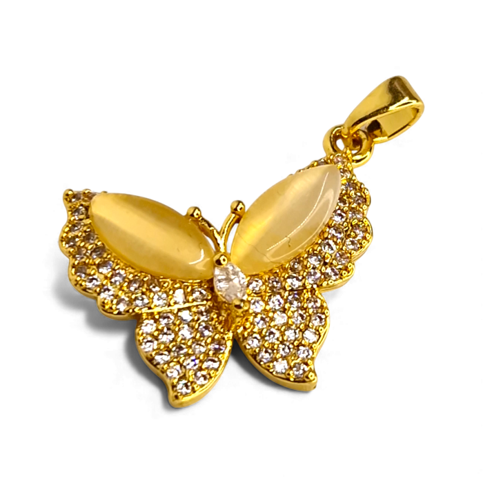 Pandantiv Carina placat cu aur cu fluture și pietre cabochon luminoase [5]
