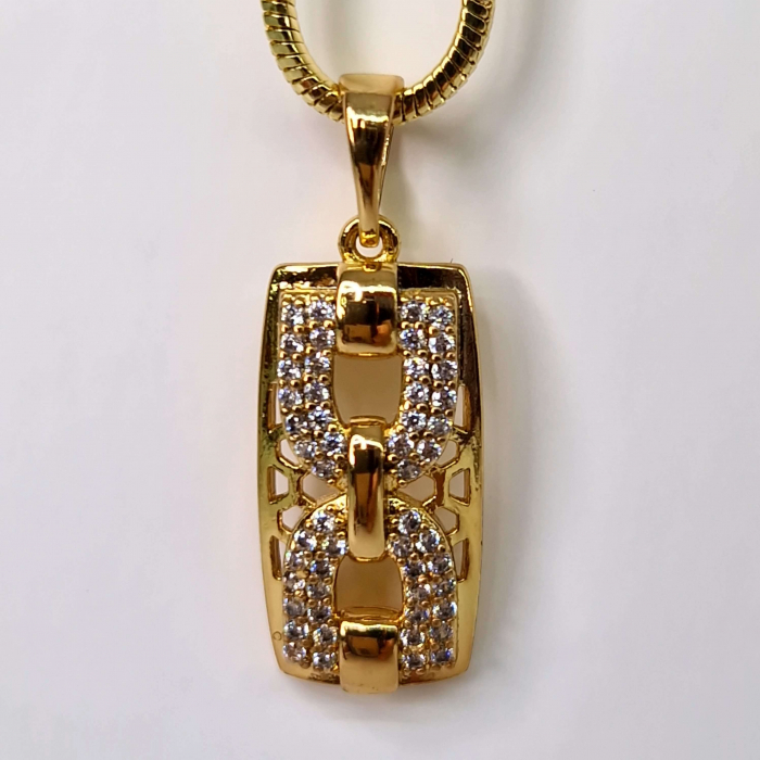 Pandantiv placat cu aur de 14k si cristale albe zirconiu [2]
