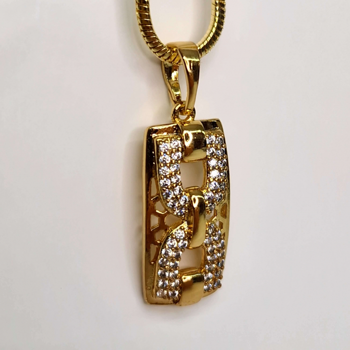 Pandantiv placat cu aur de 14k si cristale albe zirconiu [3]