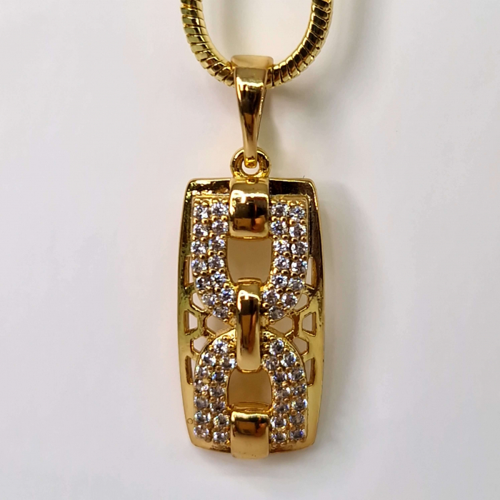 Pandantiv placat cu aur de 14k si cristale albe zirconiu [1]