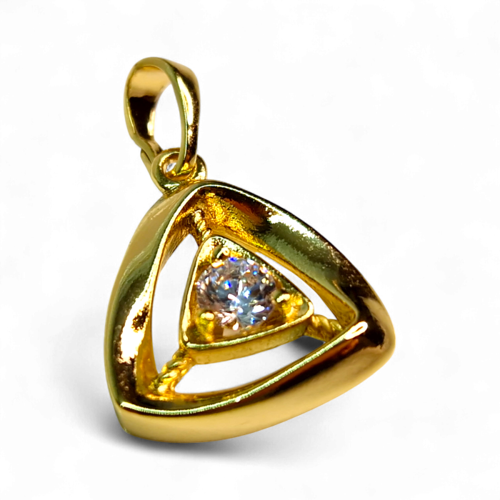 Pandantiv Olivia placat cu aur cu design triunghiular și zirconie [3]