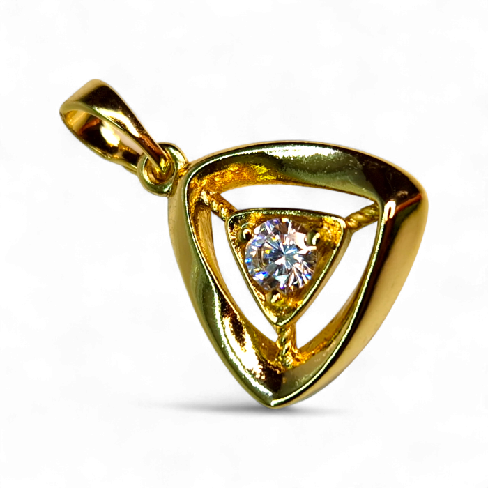 Pandantiv Olivia placat cu aur cu design triunghiular și zirconie [5]