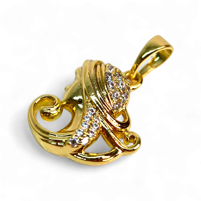 Pandantiv in forma de chip de femeia placat cu aur de 14k si incrustat cu cristale din zirconiu albe [6]