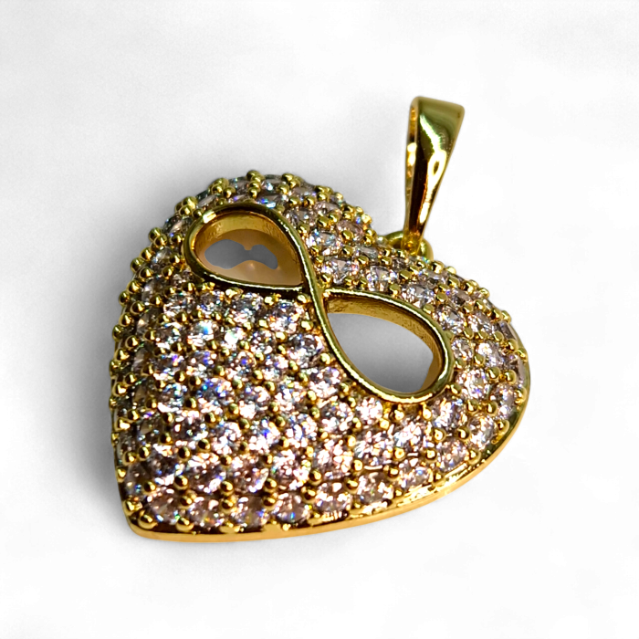 Pandantiv Petra placat cu aur cu inimă pavé și simbol infinit [3]