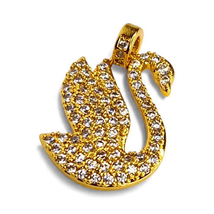 Pandantiv Ranya placat cu aur cu siluetă de lebădă acoperită cu zirconii [7]