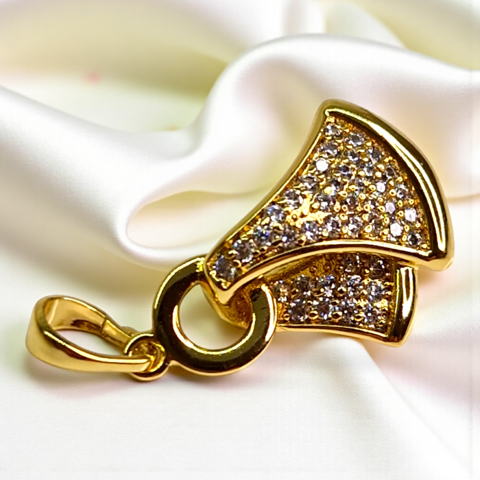 Pandantiv Roberta placat cu aur cu zirconii și design sculptural [4]