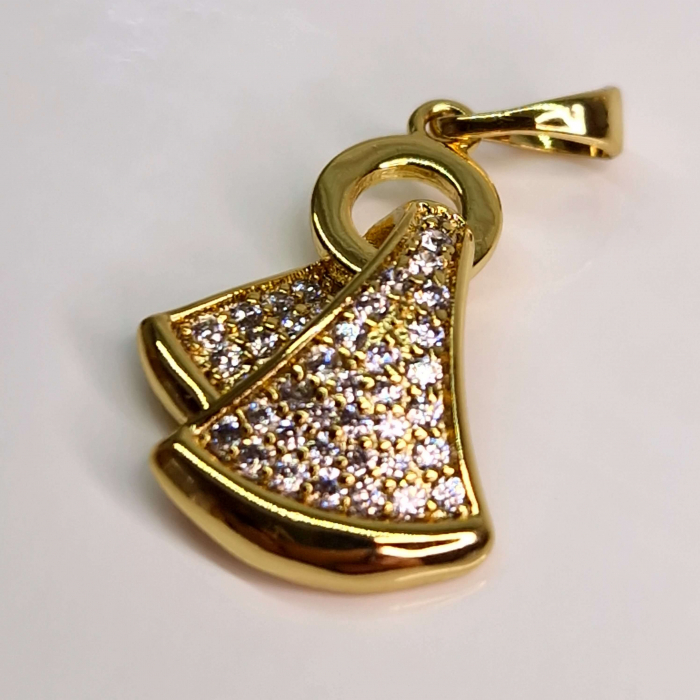 Pandantiv elegant placat cu aur de 14k si incrustat cu cristale din zirconiu albe [5]