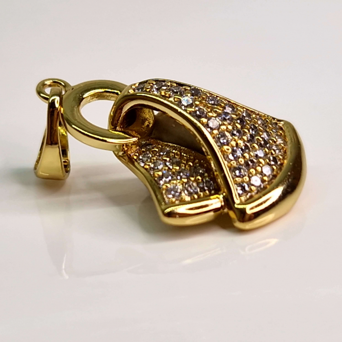 Pandantiv elegant placat cu aur de 14k si incrustat cu cristale din zirconiu albe [2]