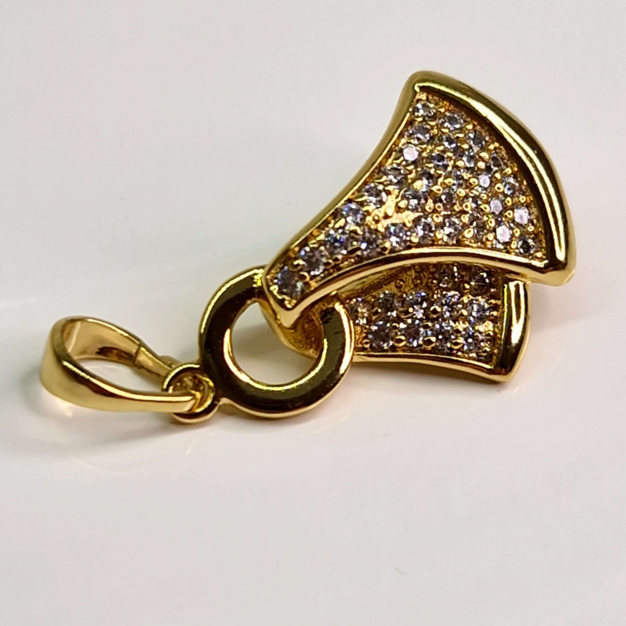 Pandantiv elegant placat cu aur de 14k si incrustat cu cristale din zirconiu albe [3]