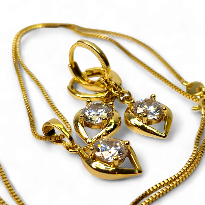 Set placat cu aur Ana Maria cu piatră mare de zirconiu [6]