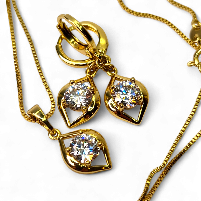 Set placat cu aur Ana Maria cu piatră mare de zirconiu [3]