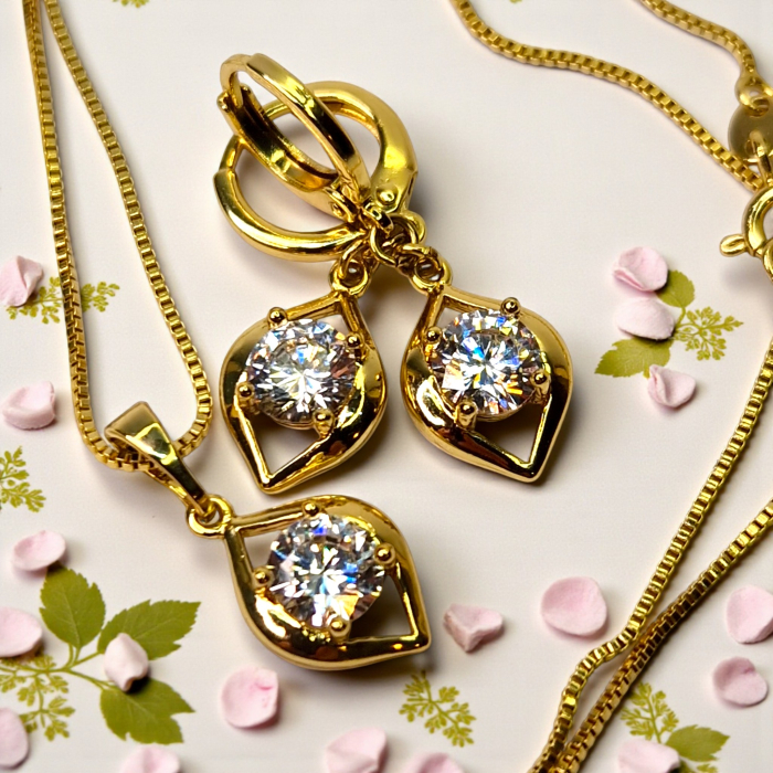 Set placat cu aur Ana Maria cu piatră mare de zirconiu [4]