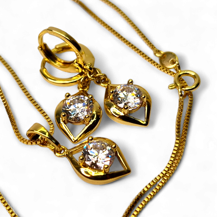 Set placat cu aur Ana Maria cu piatră mare de zirconiu [5]