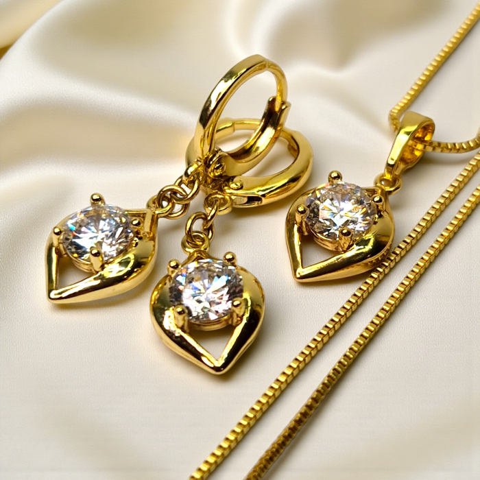 Set placat cu aur Ana Maria cu piatră mare de zirconiu [2]