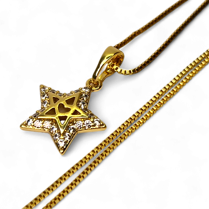 Set placat cu aur Delia cu stele și inimă decorat cu zirconii albe [6]