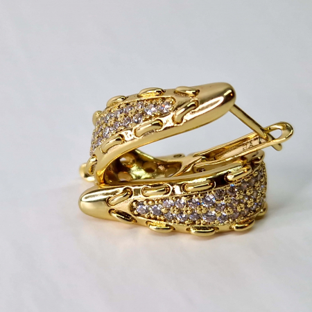 Cercei cu cristale albe din zirconiu placati cu aur de 14k [2]