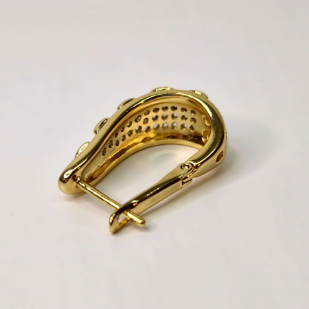 Cercei cu cristale albe din zirconiu placati cu aur de 14k [8]