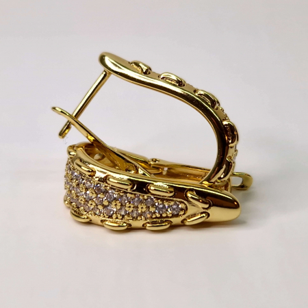 Cercei cu cristale albe din zirconiu placati cu aur de 14k [6]