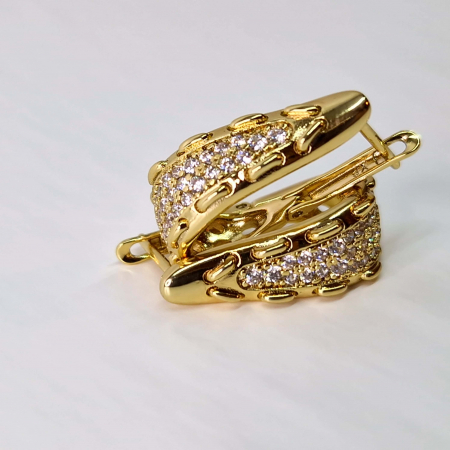 Cercei cu cristale albe din zirconiu placati cu aur de 14k [3]