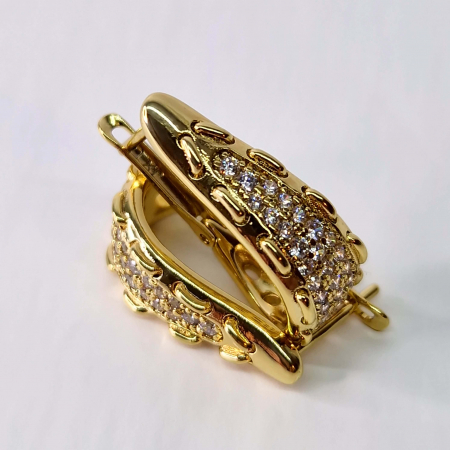 Cercei cu cristale albe din zirconiu placati cu aur de 14k [1]