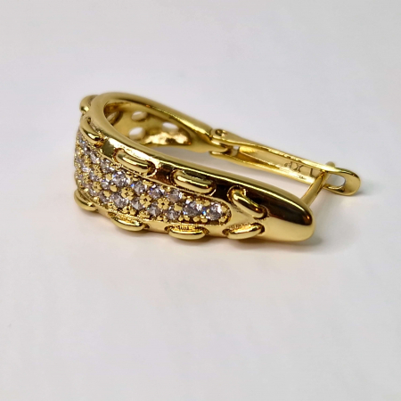 Cercei cu cristale albe din zirconiu placati cu aur de 14k [7]