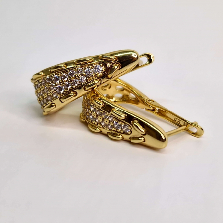 Cercei cu cristale albe din zirconiu placati cu aur de 14k [5]