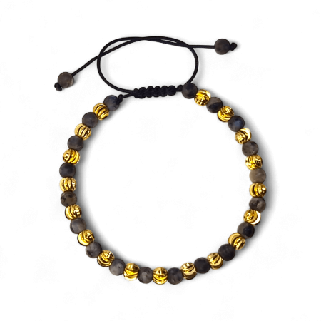 Brățară Darren cu jasp natural gri și elemente aurii placate cu aur 18K [2]