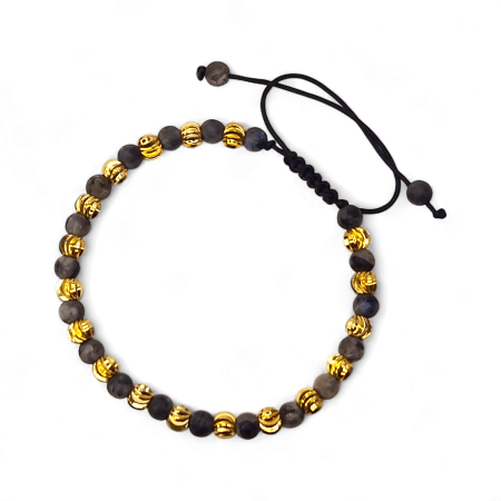 Brățară Darren cu jasp natural gri și elemente aurii placate cu aur 18K [4]