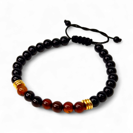 Bratari reglabile - Brățară Jordan cu hematit și agate carnelian