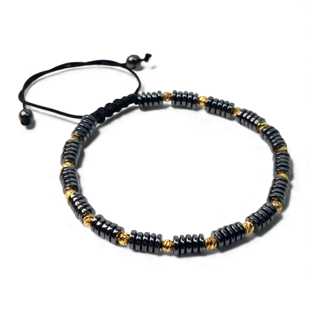 Bratari reglabile - Bratara cu pietre semipretioase naturale Kerry si bilute placate cu aur