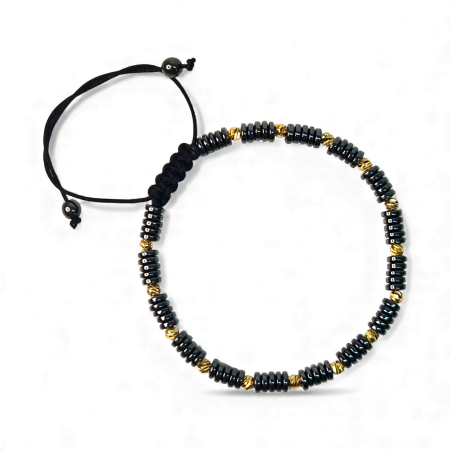 Bratara cu pietre semipretioase naturale Kerry si bilute placate cu aur [6]