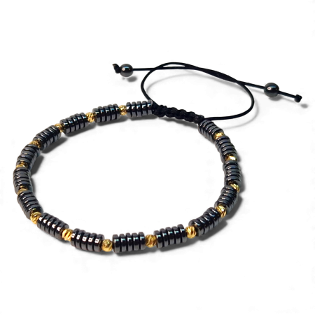 Bratara cu pietre semipretioase naturale Kerry si bilute placate cu aur [2]