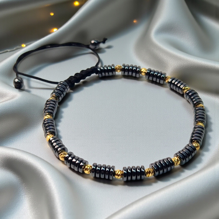 Bratara cu pietre semipretioase naturale Kerry si bilute placate cu aur [1]