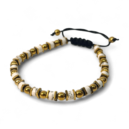 Brățară Lidia cu Howlit alb și accesorii aurii placate cu aur [4]