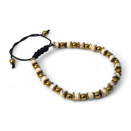 Brățară Lidia cu Howlit alb și accesorii aurii placate cu aur [2]