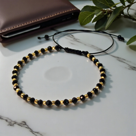 Bratara cu pietre semipretioase naturale Noel si bilute placate cu aur de 18k [1]