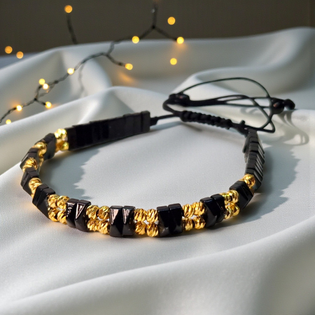 Bratara cu pietre semipretioase naturale Orion si bilute placate cu aur de 18k [1]