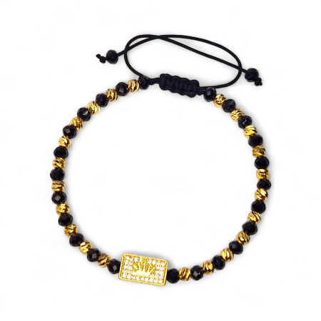 Bijuterii bărbați - Brățară Anthony cu hematit și detaliu auriu cu zirconii