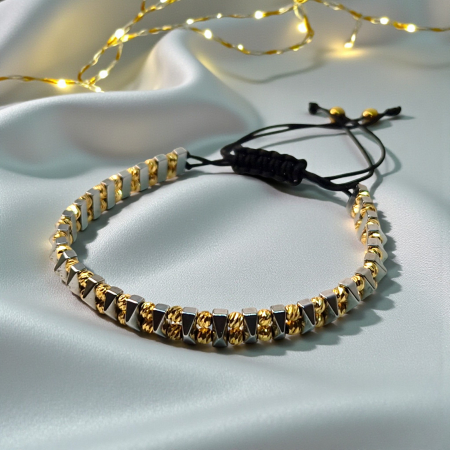 Bratara cu pietre semipretioase naturale Quinn si bilute placate cu aur de 18k [3]