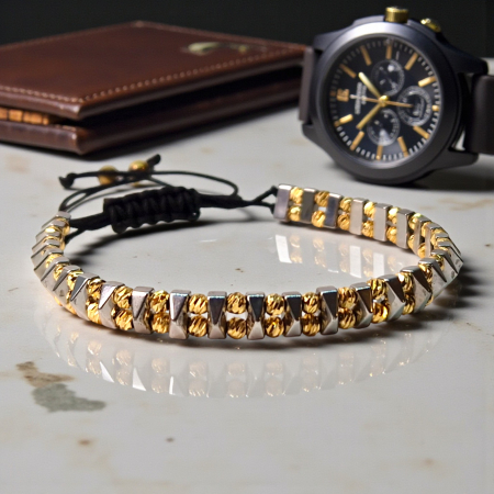 Bratara cu pietre semipretioase naturale Quinn si bilute placate cu aur de 18k [1]