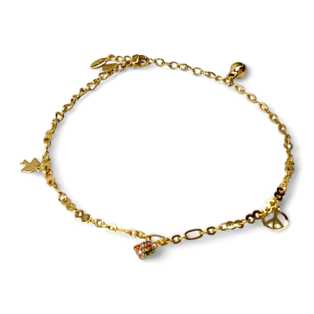 Brățară de picior Adela placată cu aur cu charm-uri și cristale colorate [2]