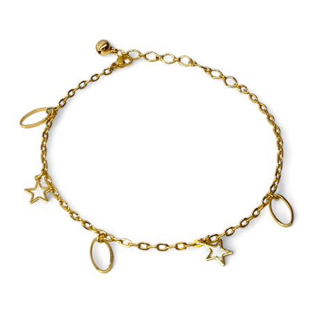 Bratari - Brățară de picior Aria placată cu aur cu stele aurii și elemente ovale