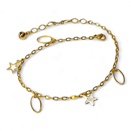 Brățară de picior Aria placată cu aur cu stele aurii și elemente ovale [4]